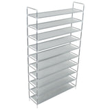 Vidaxl shoe rack with 10 shelves of metal and nonwoven fabric silver color