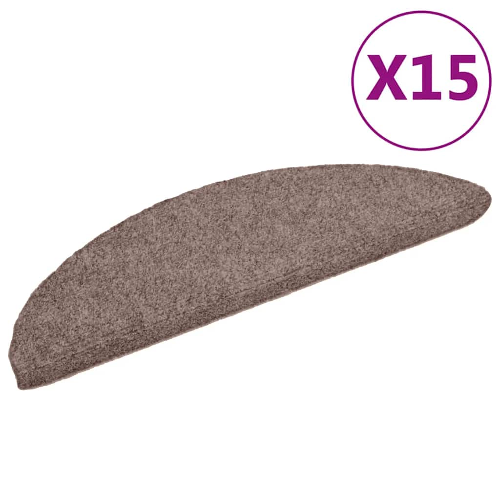 Vidaxl Treppenmatten Selbstadhäsiv 15 Teile 56x17x3 cm Crème halb