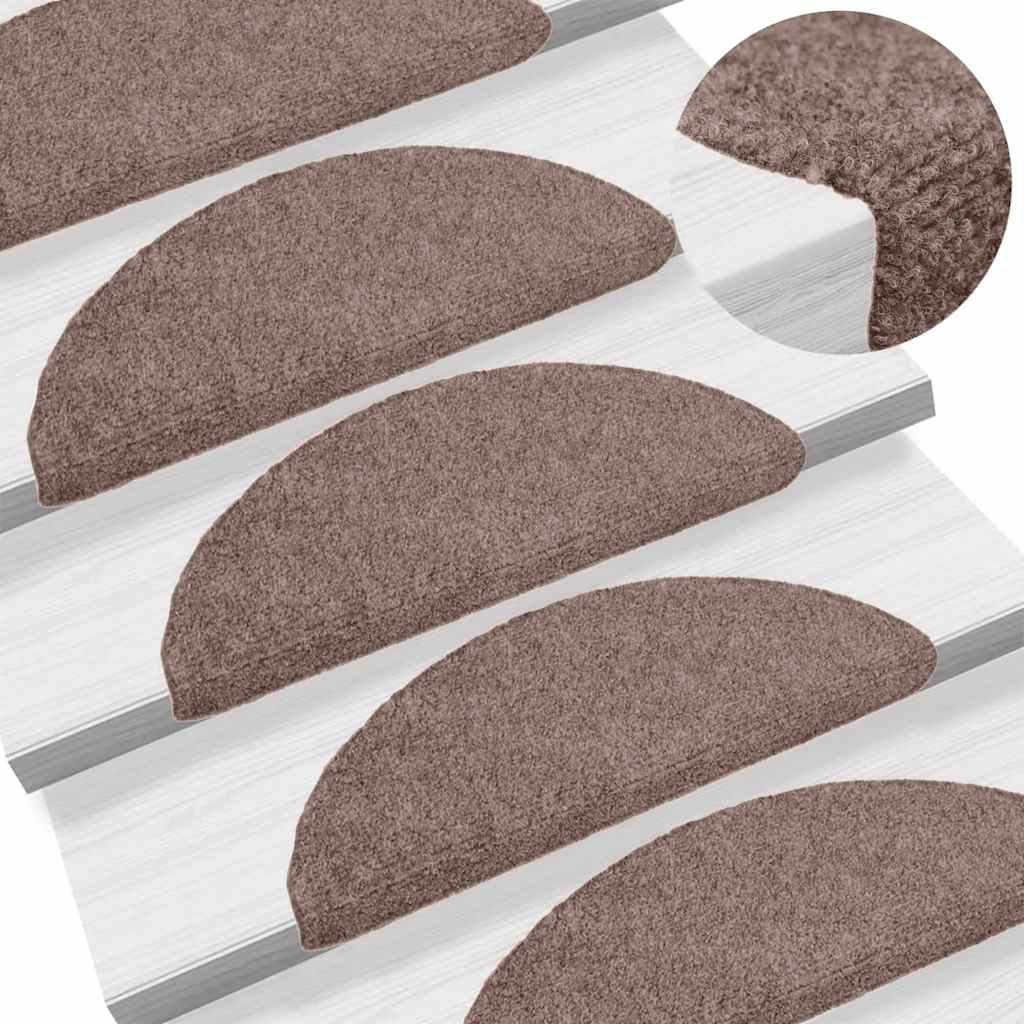 Vidaxl Treppenmatten Selbstadhäsiv 15 Teile 56x17x3 cm Crème halb