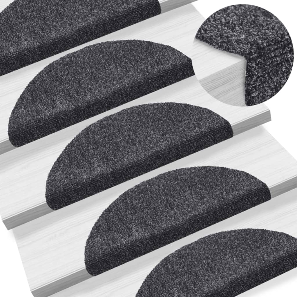 Vidaxl stair mats self -adhesive 56x17x3 cm needle felt dark gray 15 sts