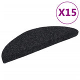Vidaxl Treppenmatten Selbstadhäsiv 15 Teile 56x17x3 cm schwarze Hemisphäre