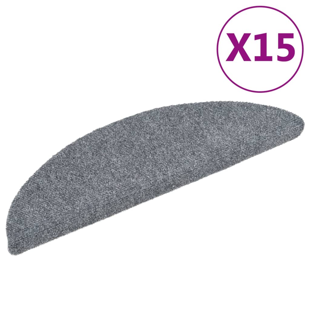 Esteras de escalera de Vidaxl autoadhesivo 56x17x3 cm aguja fieltro gris claro 15 sts