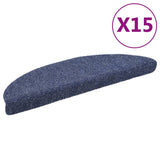 Vidaxl stair mat self -adhesive 56x17x3 cm needle felt blue 15 pcs