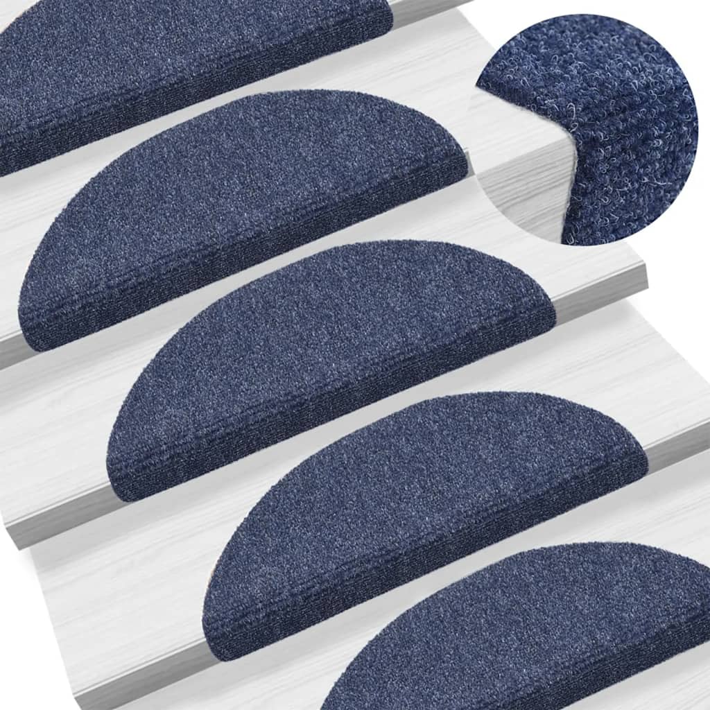 Vidaxl stair mat self -adhesive 56x17x3 cm needle felt blue 15 pcs