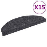 Vidaxl stair mats Self -adhesive 65x21x4 cm Needle felt Dark gray 15 sts