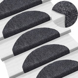 Vidaxl -Treppenmatten Selbstadhäsiv 15 Teile 65x21x4 cm dunkelgraue Hemisphäre groß