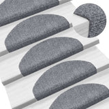 Vidaxl stair mats self -adhesive 65x21x4 cm needle felt light gray 15 sts