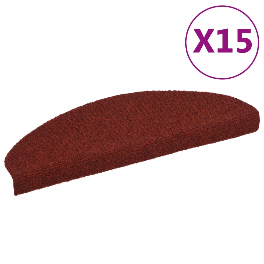 Vidaxl stair mats self -adhesive 65x21x4 cm Needle felt red 15 sts