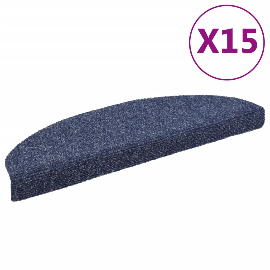 Vidaxl stair mat self-adhesive 65x21x4 cm needle felt blue 15-piece