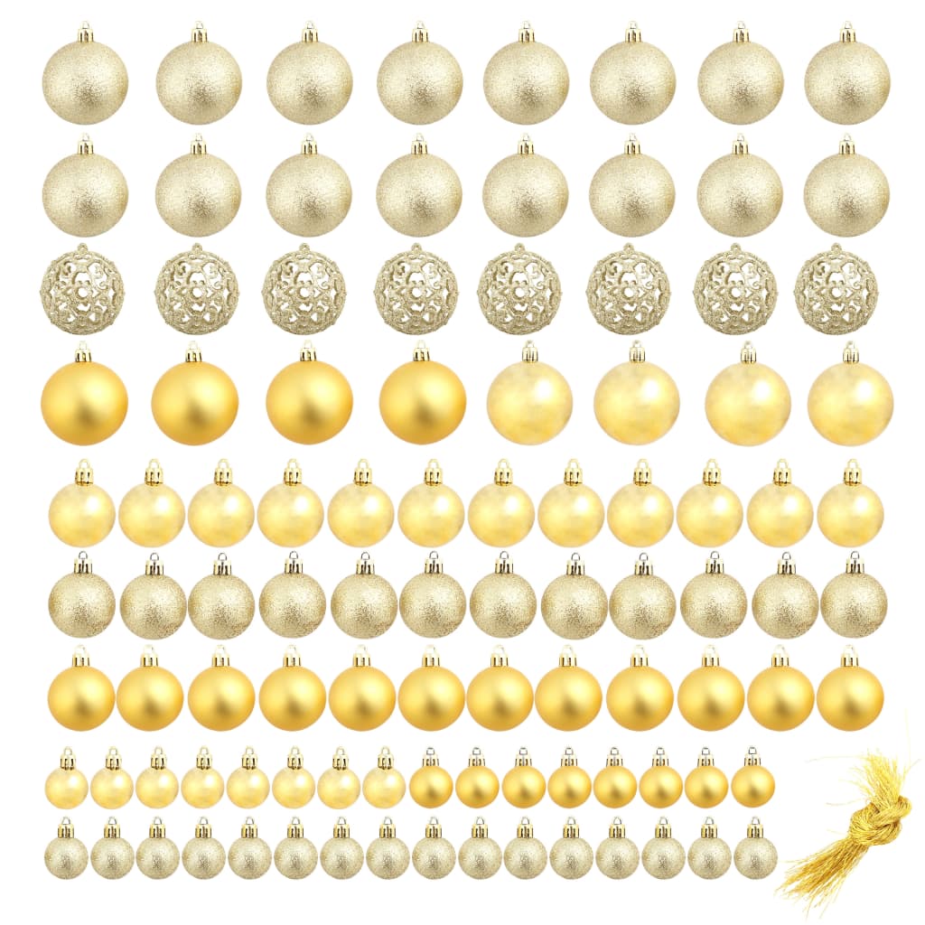 Vidaxl 100-teiliger Weihnachtskugel Set 3 4 6 cm Goldfarbe