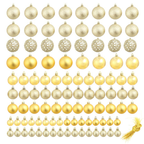 Vidaxl 100-teiliger Weihnachtskugel Set 3 4 6 cm Goldfarbe