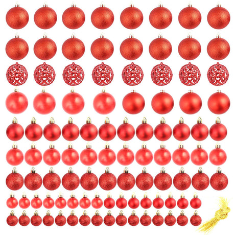 Vidaxl 100-teiliger Weihnachtskugel Set 3 4 6 cm rot