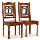 Vidaxl eetkamerstoelen 2 st klassiek hout met honingafwerking