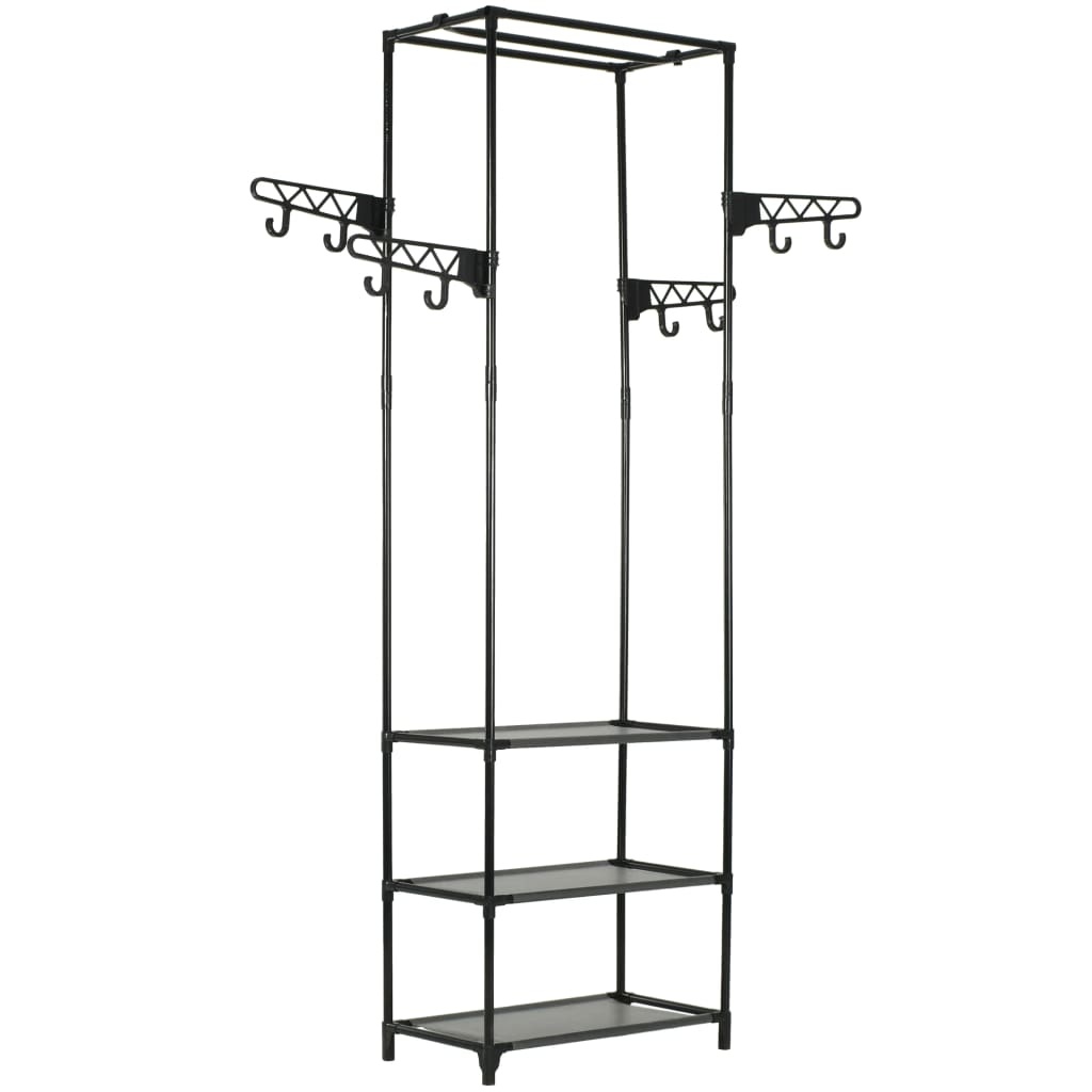 Rack de vêtements Vidaxl 55x28.5x175 cm en acier et tissu découvert noir