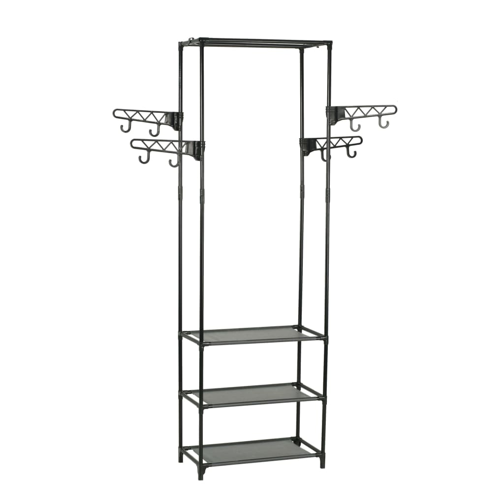 Rack de vêtements Vidaxl 55x28.5x175 cm en acier et tissu découvert noir