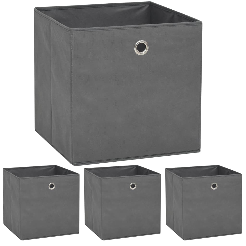 Boîtes de rangement Vidaxl 4 PCS 32x32x32 cm Gris de tissu non tissé