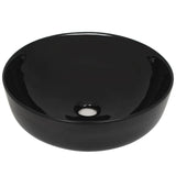 Vidaxl Washbasin krog 41.5x13,5 cm keramična črna