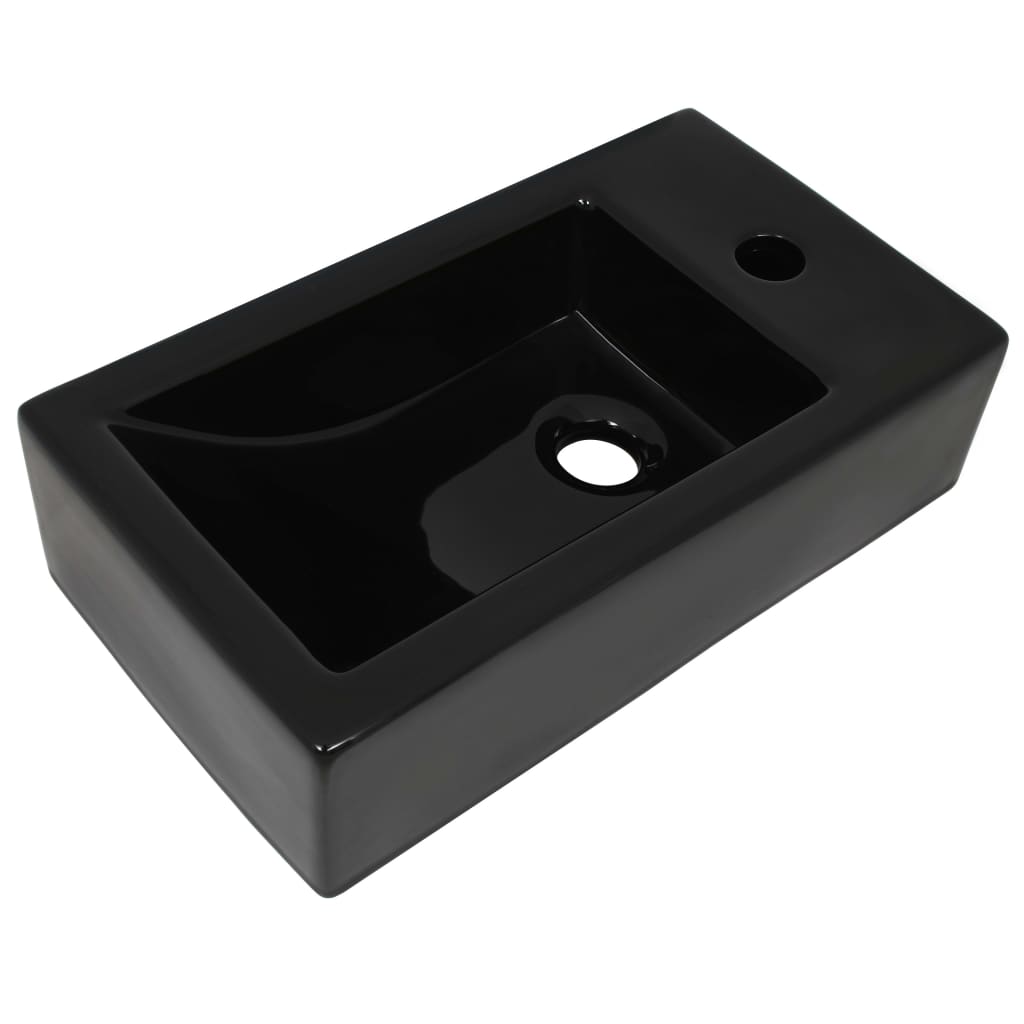 Vidaxl Washbasin s obdélníkovým otvorem kohoutku 46x25,5x12 cm keramická černá