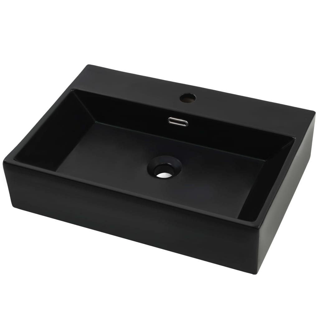 BIDAXL WASHBASIN MED TAP HOLE 60,5X42,5X14,5 cm keramisk svart