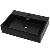 Vidaxl Washbasin con foro di rubinetto 60.5x42.5x14.5 cm ceramico nero