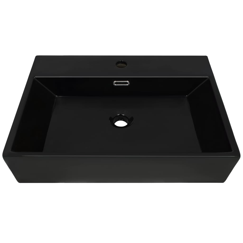 Vidaxl Washbasin s otvorem kohoutku 60,5x42,5x14,5 cm keramická černá