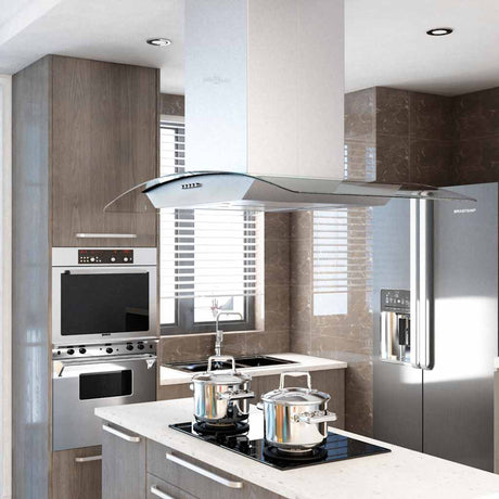Vidaxl Island Extractor 756 m³ U LED 90 cm Edelstahl