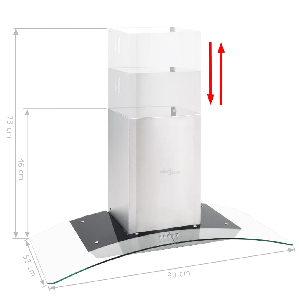 Vidaxl stenski ekstraktor kapuca 756 m³ u LED 90 cm nerjavno jeklo