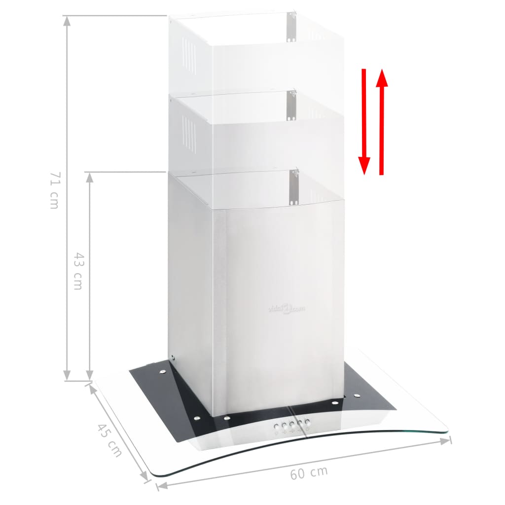 Cappuccio di estrattore a parete Vidaxl 756 m³ U LED in acciaio inossidabile da 60 cm