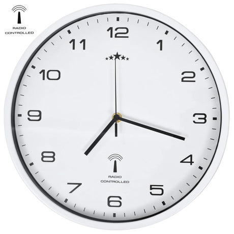 Vidaxl Wanduhr mit Quarz -Uhr -Radio -Steuer 31 cm Weiß