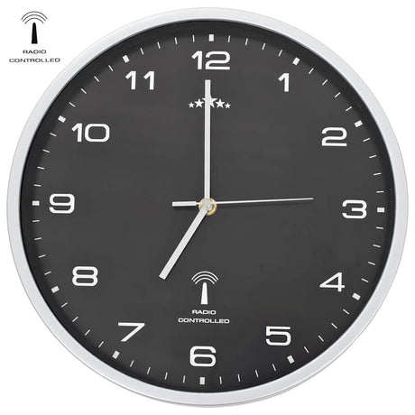 Vidaxl Wanduhr mit Quarz -Uhr -Radio -Steuer 31 cm Schwarz