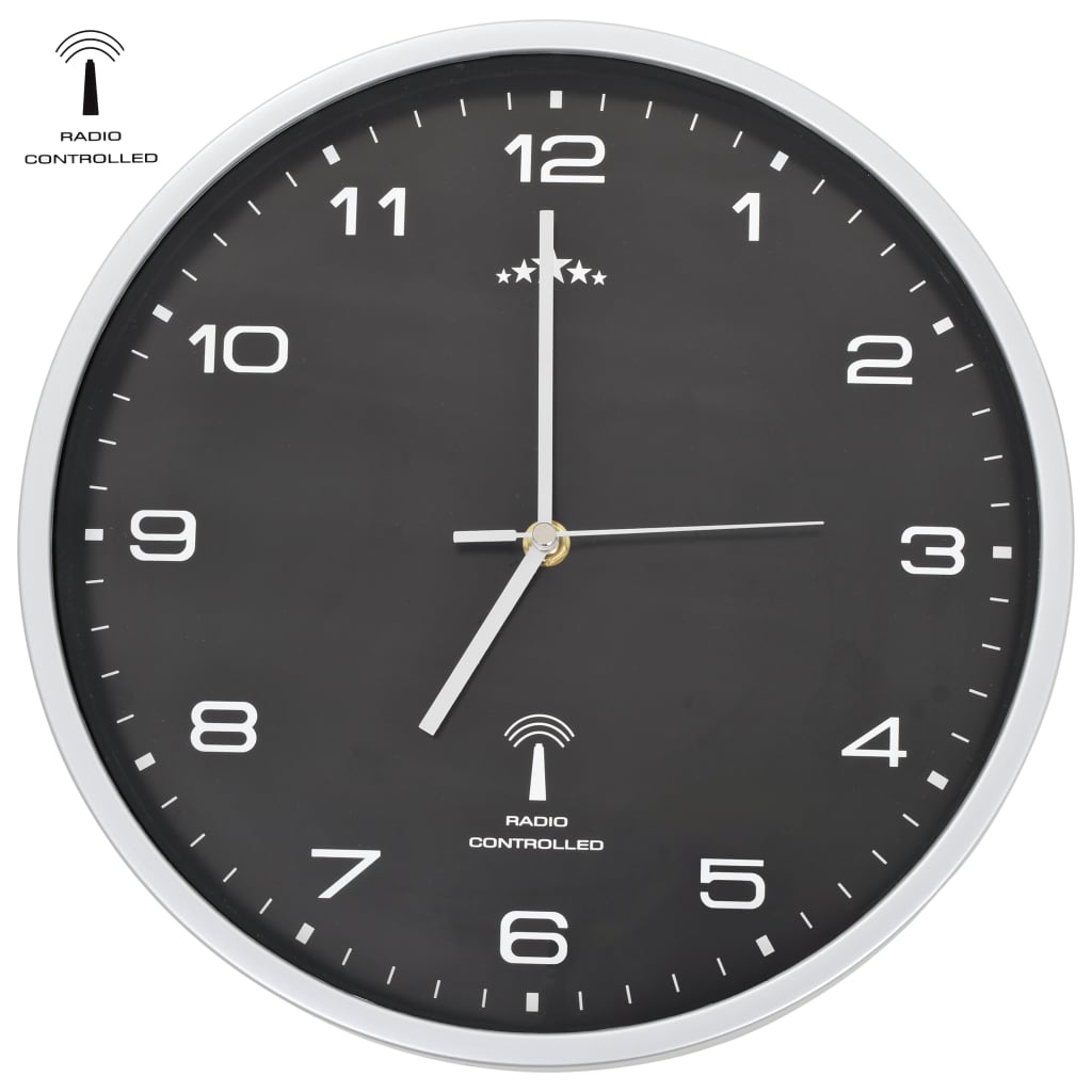 Horloge murale vidaxl avec calendrier de quartz à la radio-31 cm noire