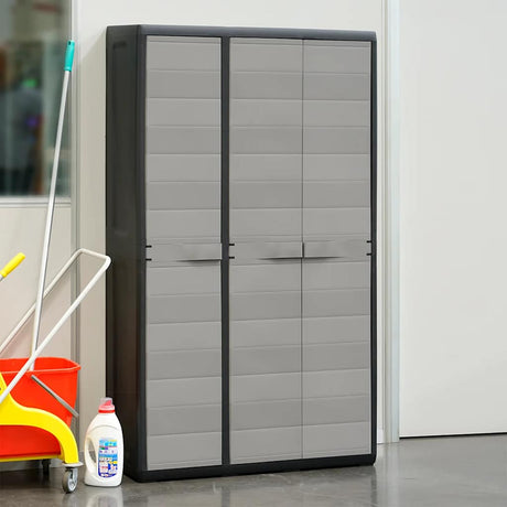 Vidaxl tuinkast met 4 schappen zwart en grijs