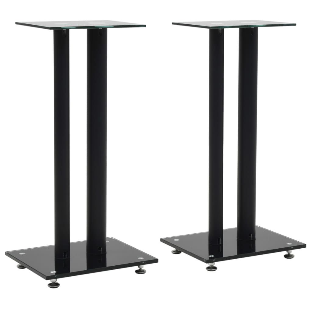 Estándares de altavoces Vidaxl Diseño de columna de vidrio templado Negro 2 PCS