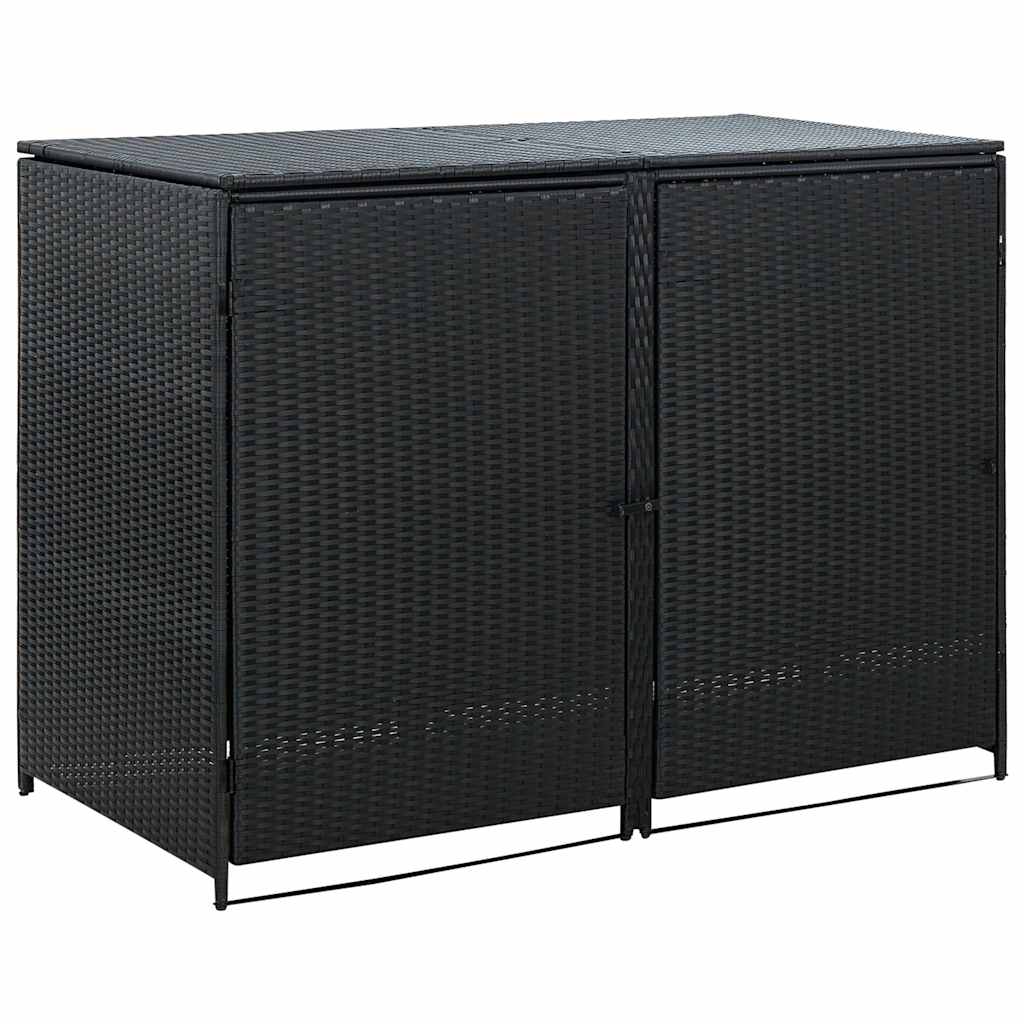 Almacenamiento de contenedores Vidaxl Double 148x80x111 CM Poly Rattan Negro