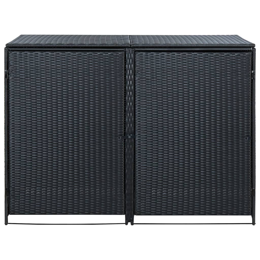 Vidaxl vsebnika za shranjevanje dvojne 148x80x111 cm poli rattan črna