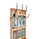 Vidaxl -Wandbedeckungsregal mit 6 Haken Live Life 120x40 cm