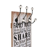 VidaXL Wall coat rack with 6 hooks Family rules 120x40 cm