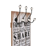 VIDAXL -Wandbedeckungsregal mit 6 Haken Familienregeln 120 x 40 cm