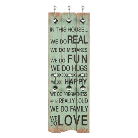 VIDAXL -Wandbedeckungsregal mit 6 Haken Happy Love 120x40 cm