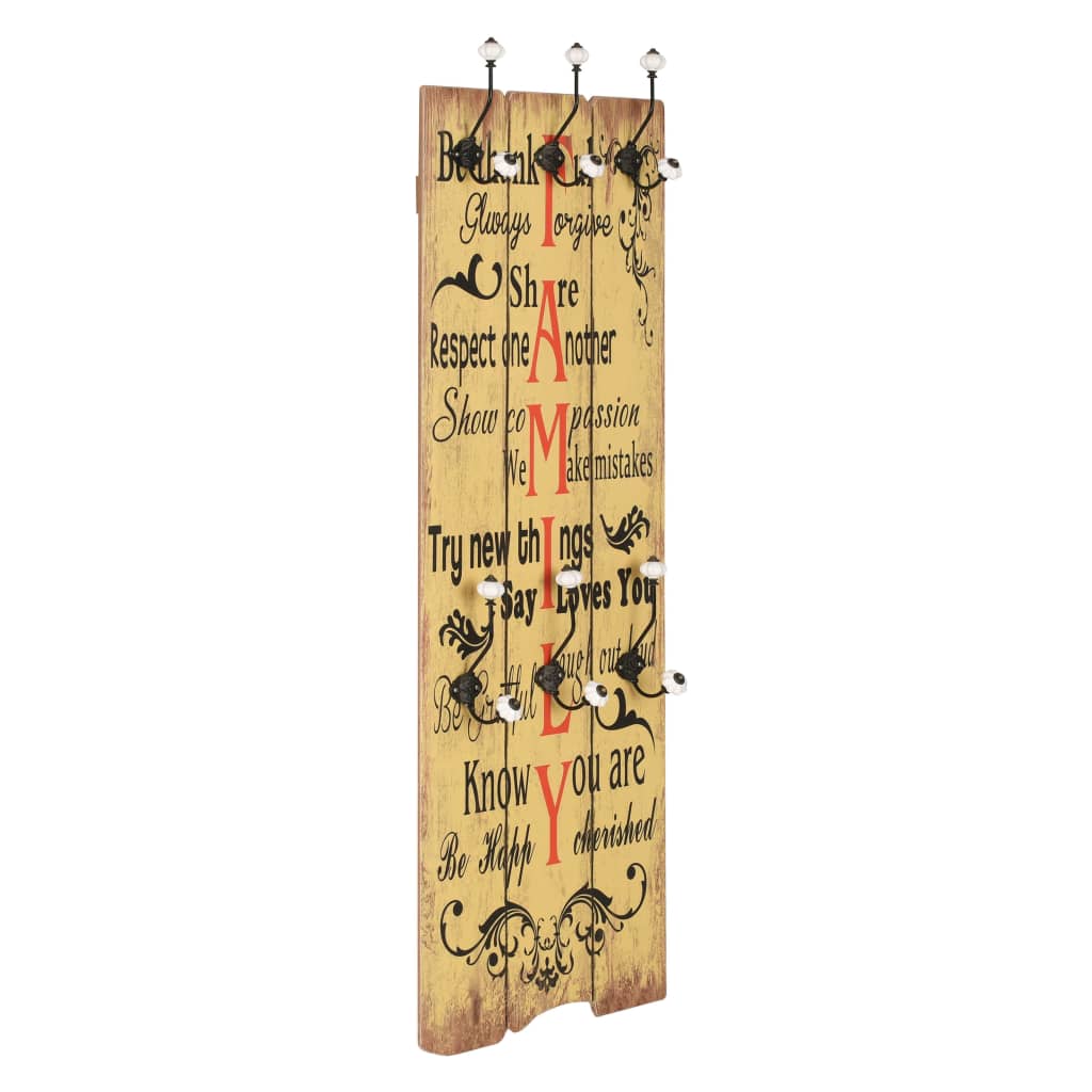 Vidaxl Wall Coat Rack con 6 ganchos Familia 120x40 cm