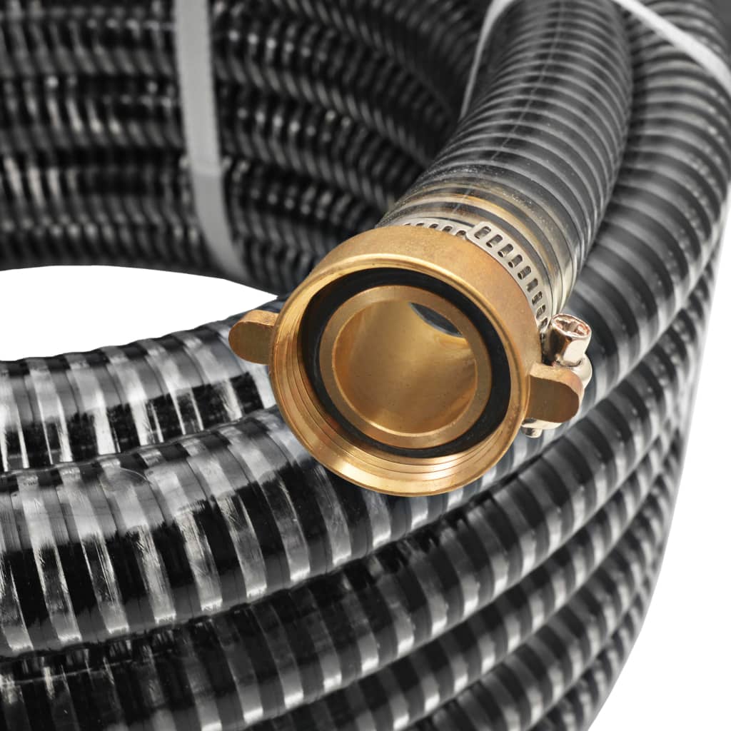 Vidaxl Sucking hose with brass couplings 7 m 25 mm Black