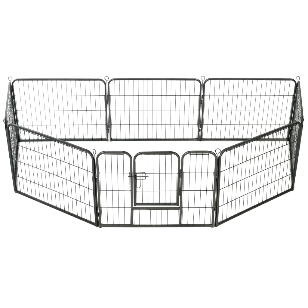 Vidaxl Hond leeft mat 8 Panelen 80x60 cm Stol schwaarz