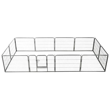 Vidaxl Hundelauf mit 12 Panels 80 x 60 cm Stahlschwarz