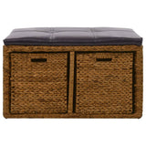 Vidaxl bankje met 2 manden 71x40x42 cm zeegras bruin