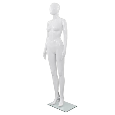 Vidaxl Estalage Puppe weiblich mit Glasfuß 175 cm glänzend Weiß