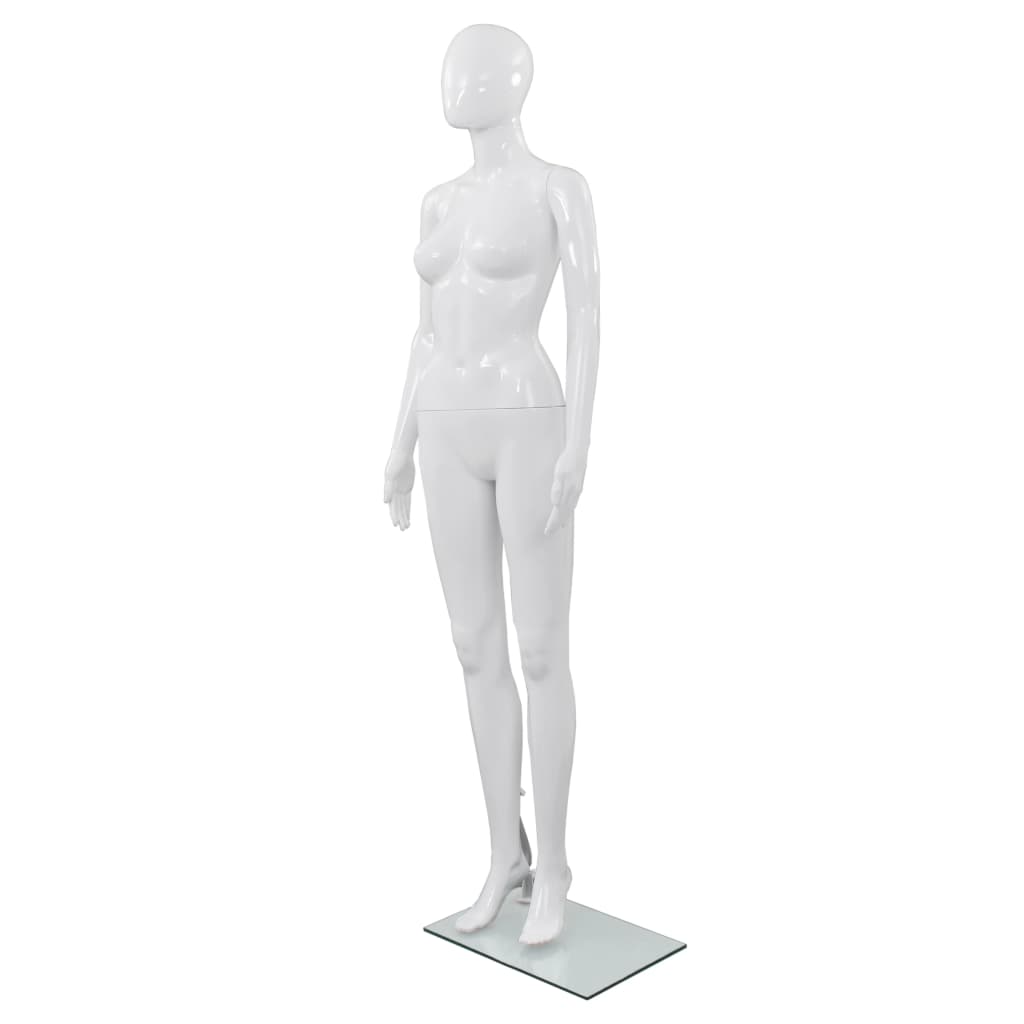 Vidaxl estalage Doll weiblech mat Glas Fouss 175 cm glänzend wäiss