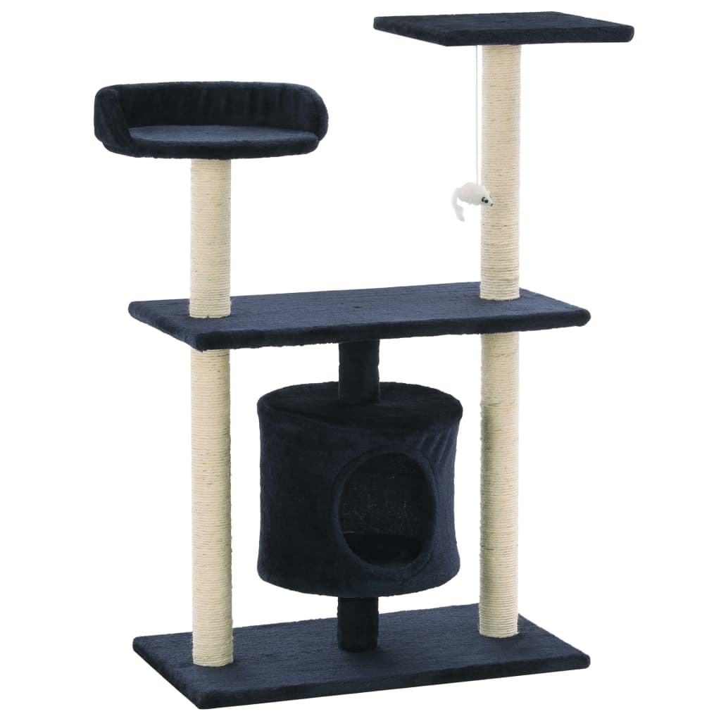 Vidaxl Cat Post con postes de rascado de sisal 95 cm de azul oscuro