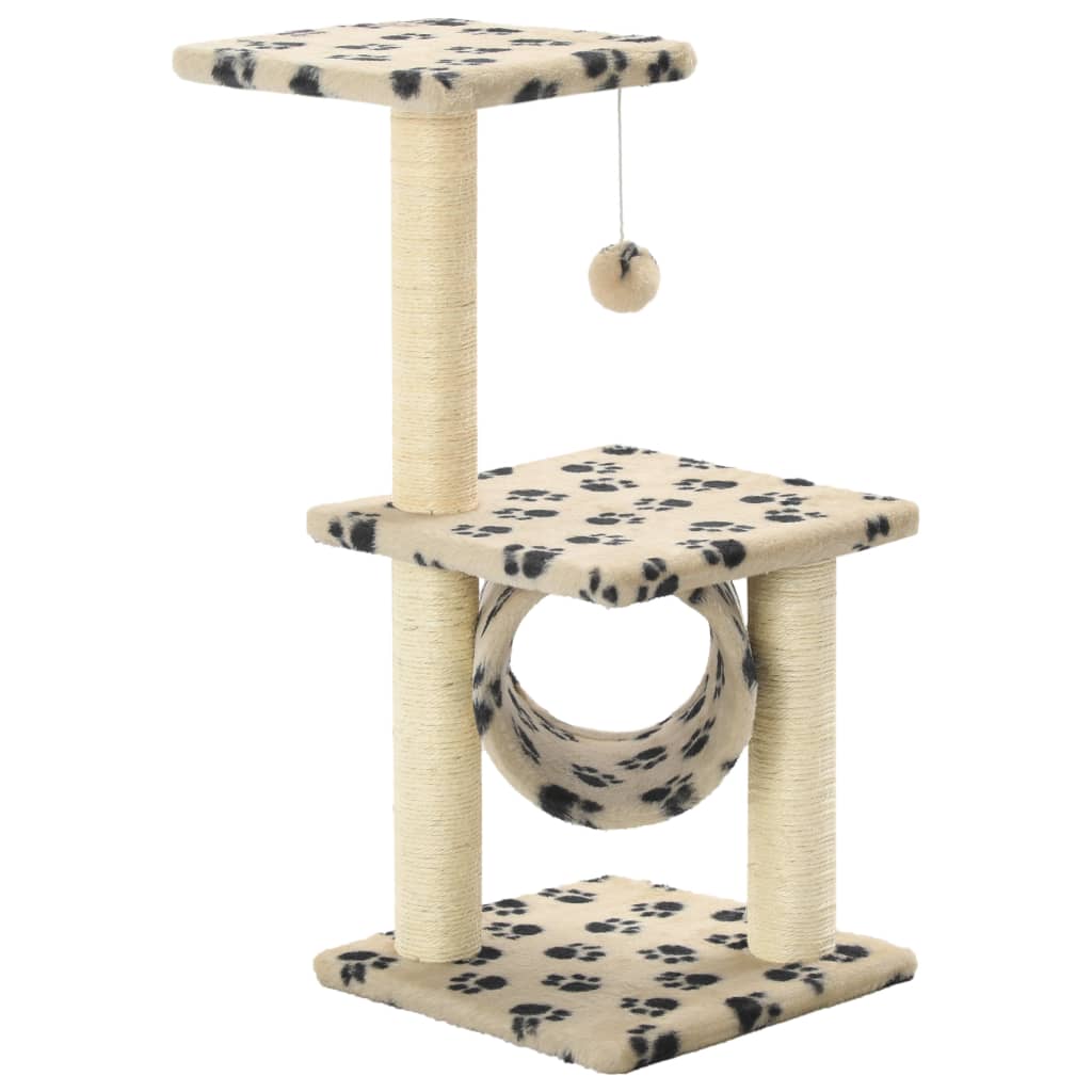 Vidaxl Cat Ranging Post con postes de rascado de sisal 65 cm Pootprints beige