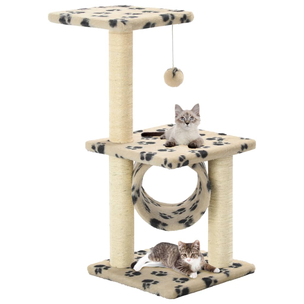 Vidaxl Cat Ranging Post con postes de rascado de sisal 65 cm Pootprints beige