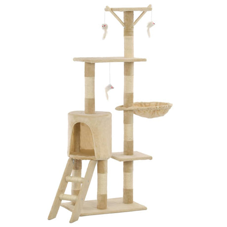 Vidaxl Katzenkratzbaum mit Sisal-Kratzstämmen 138 cm Beige